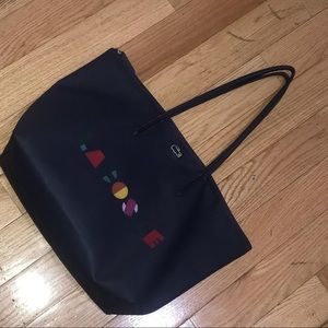 LACOSTE NAVY/RAINBOWED WORDS BAG
